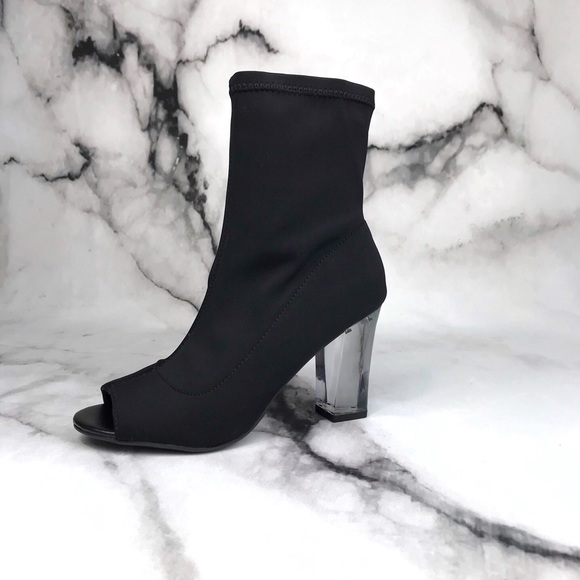 Parker & Sky Black Satin Clear heel Booties 🖤 - Picture 7 of 7